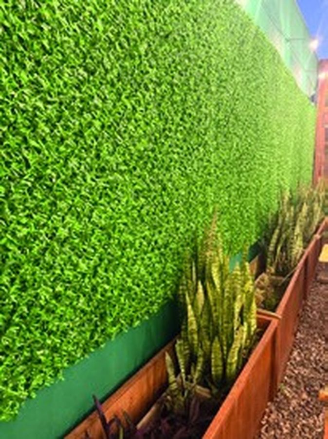 Muro verde artificial sobre un cantero